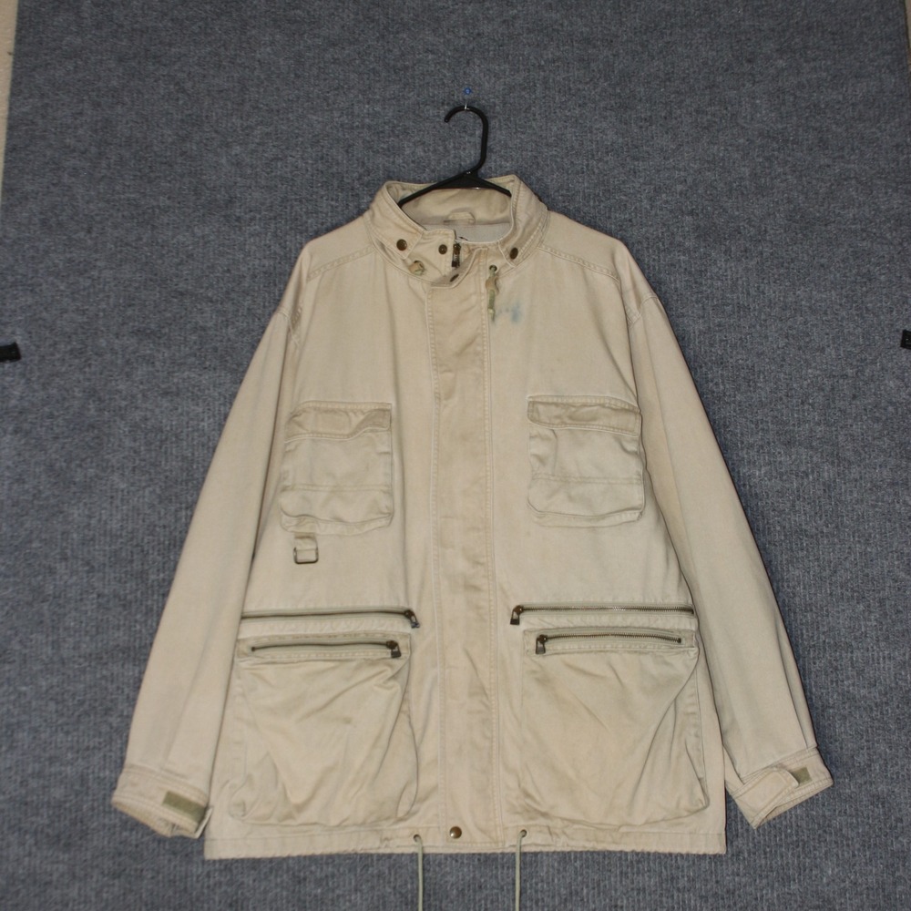 Vintage Eddie‎ Bauer Field Jacket Mens L Beige Good Utility Safari Gorpcore